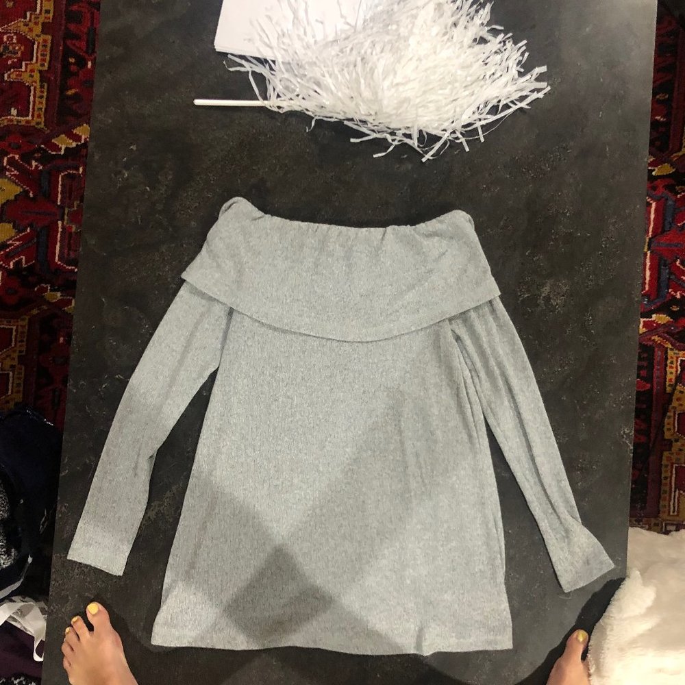 Gray Off the Shoulder Anthropologie Sweater